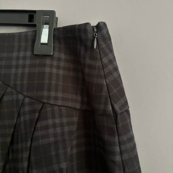 Bedo Size 6 Black and Brown Plaid Pencil Asymmetrical Skirt - Picture 4 of 10